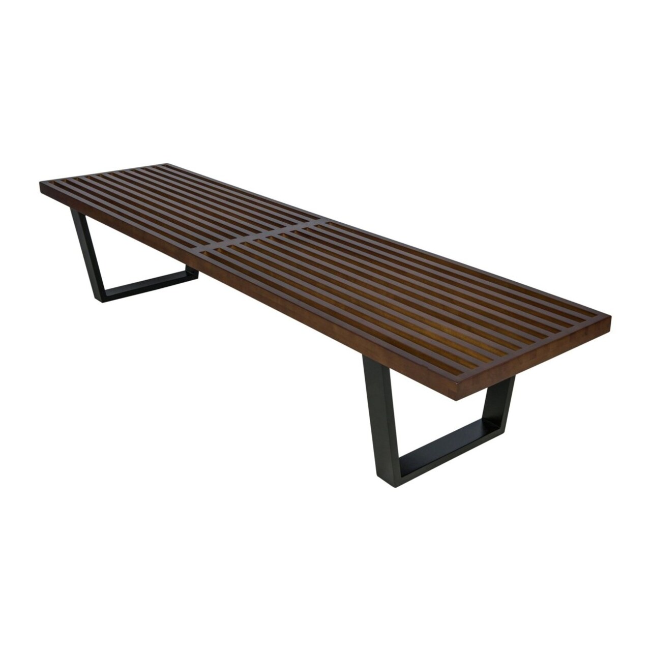 Leisuremod Mid-Century Dark Walnut Inwood Platform Bench - 6 Feet